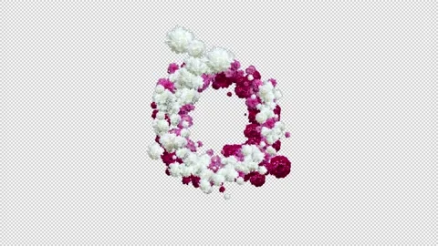 Outside shape flowers transition, White, red and pink flowers, alpha channel Stock Footage 221719788