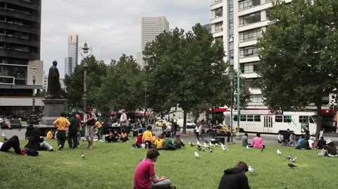 Outside the State Library, Melbourne, Australia 2K Video stock 5186837