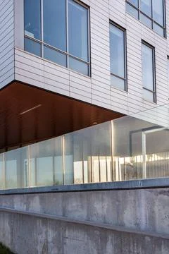 An outside view of the corner of a small building Stock Photos