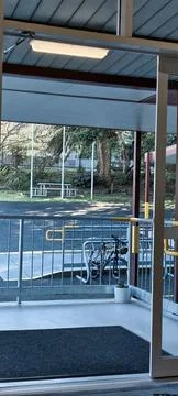 Outside view from the door of an office Stock Photos