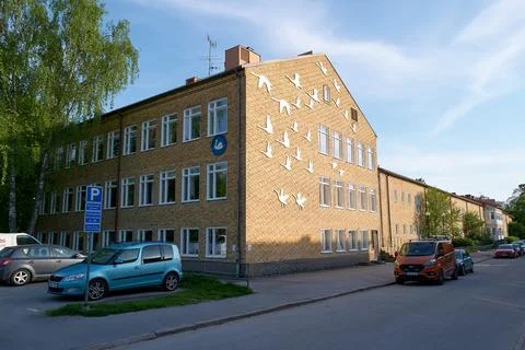 Outside view of public school named Svandammsskolan Stock Photos