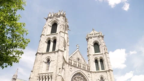 Outside view of Saint Patrick cathedral in New York City Stock Footage 246075933
