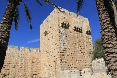 Outside Wall of the Jerusalem Citadel Stock Photos