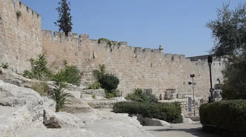 Outside of Western Wall Stock Footage 41350322