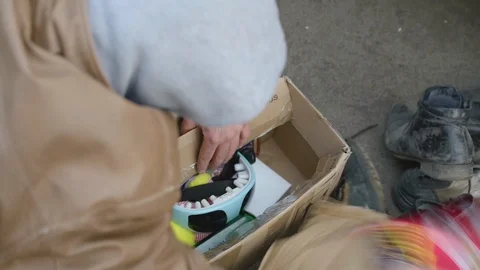 Outside without home guy trash, street, Stock Footage 121593779