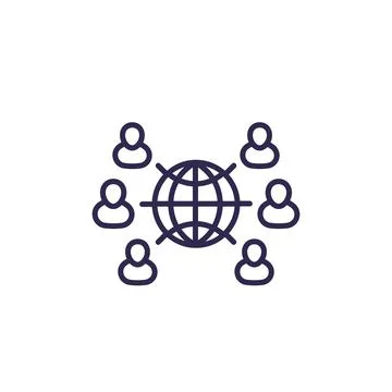 Outsource business, line vector icon Stock Illustration