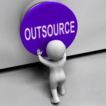 Outsource button means freelancer or independent worker Stock Illustration