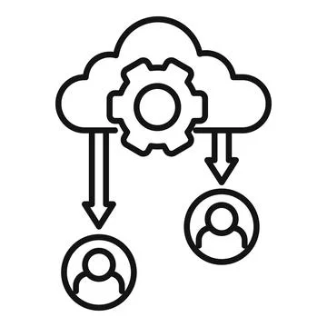 Outsource data cloud icon, outline style Stock Illustration
