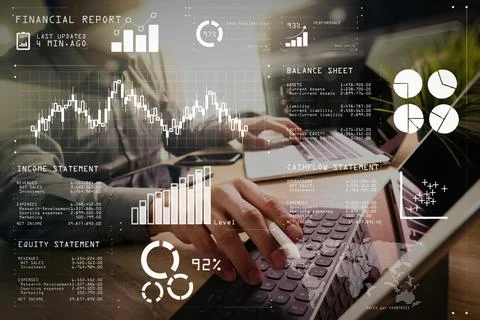 Outsource Developer working on marble Desk Working Laptop Computer Mobile A.. Stock Photos
