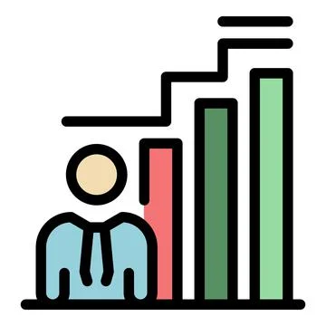 Outsource employee graph icon color outline vector イラスト素材