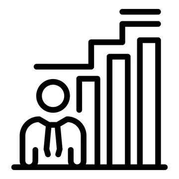 Outsource employee graph icon, outline style イラスト素材