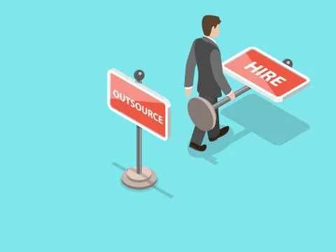 Outsource flat isometric vector concept. Stock Illustration