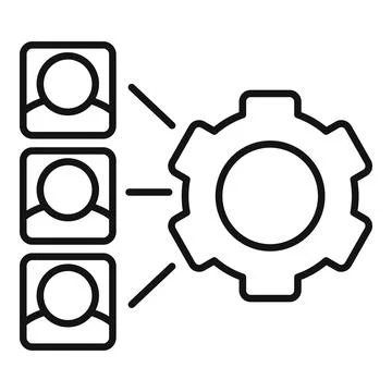 Outsource gear system icon, outline style Stock Illustration