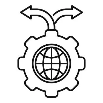 Outsource global direction icon, outline style Stock Illustration