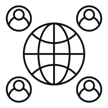 Outsource global freelancer icon, outline style Stock Illustration
