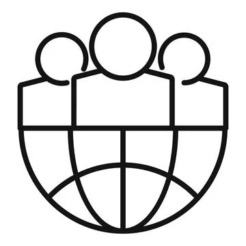 Outsource global group icon, outline style Stock Illustration