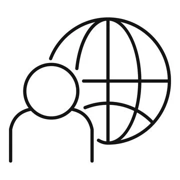 Outsource global icon, outline style Stock Illustration
