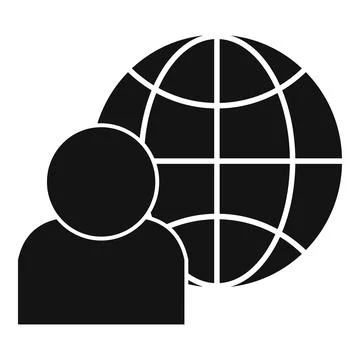 Outsource global icon, simple style Stock Illustration