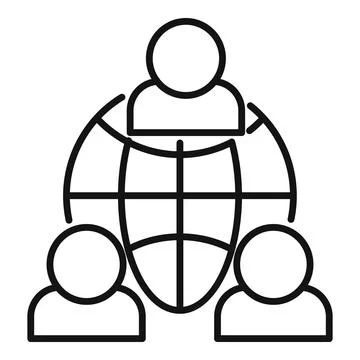 Outsource global network icon, outline style Stock Illustration