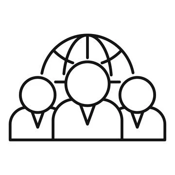 Outsource global team icon, outline style Stock Illustration
