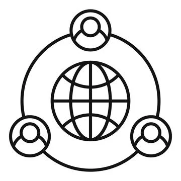 Outsource global way icon, outline style Illustrazione stock