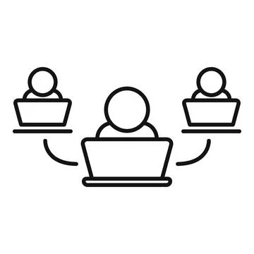 Outsource group icon, outline style 스톡 일러스트