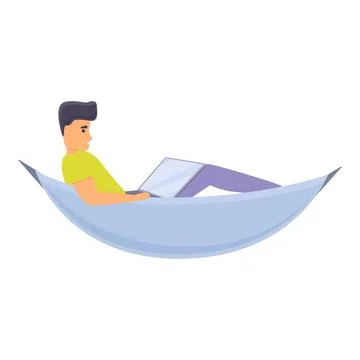 Outsource on hammock icon, cartoon style Stock Illustration