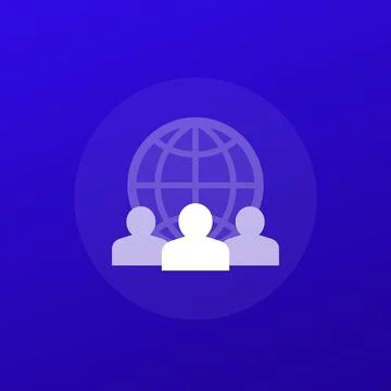Outsource icon with workers, transparent design Stock Illustration