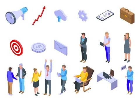 Outsource icons set, isometric style Stock-Illustration