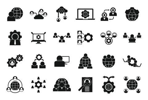 Outsource icons set, simple style Stock Illustration