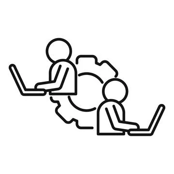 Outsource it boys icon, outline style Stock Illustration