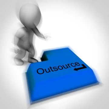 Outsource keyboard shows subcontracting and hiring freelancers Stock Illustration