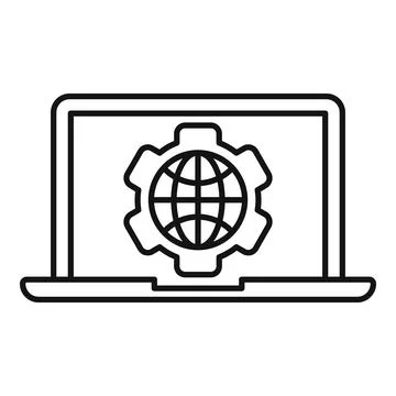 Outsource laptop icon, outline style Stockillustratie