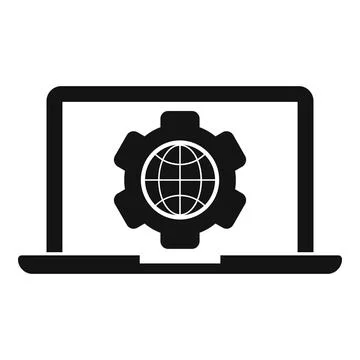 Outsource laptop icon, simple style Stock Illustration