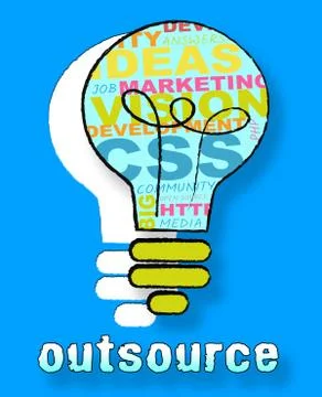 Outsource Lightbulb Shows Subcontracting Freelancers 3d Illustration イラスト素材