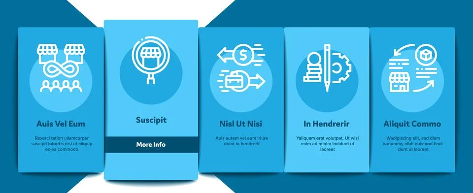 Outsource Management Onboarding Elements Icons Set Vector Stock Illustration