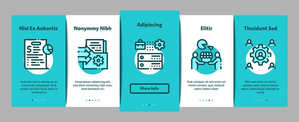 Outsource Management Onboarding Elements Icons Set Vector イラスト素材