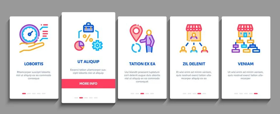 Outsource Management Onboarding Elements Icons Set Vector Stockillustratie