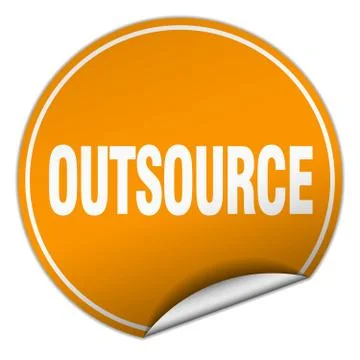 Outsource round orange sticker isolated on white Stock Illustration