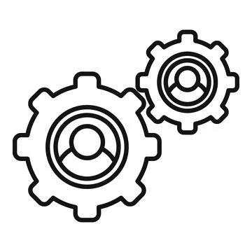 Outsource smart gear icon, outline style Illustrazione stock