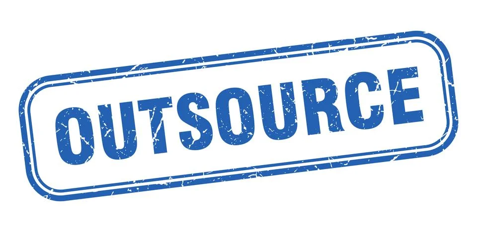Outsource stamp. outsource square grunge blue sign Stock Illustration