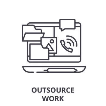 Outsource work line icon concept. Outsource work vector linear illustration Stock Illustration