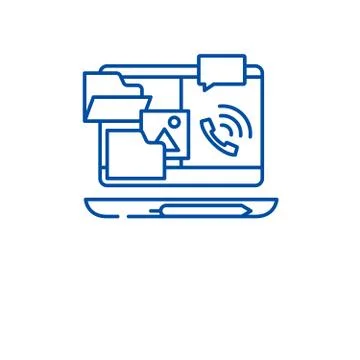 Outsource work line icon concept. Outsource work flat vector symbol, sign イラスト素材