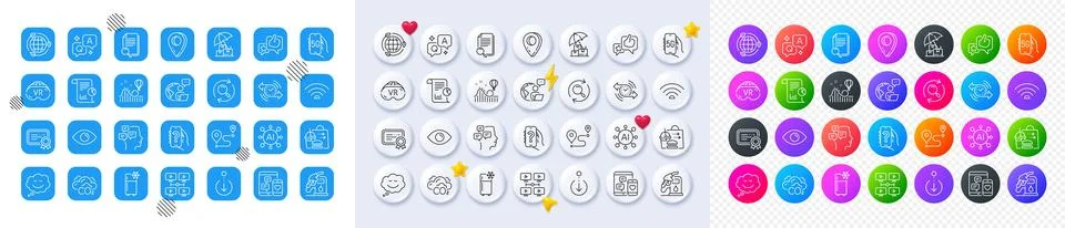 Outsource work, Roller coaster and Certificate line icons. For web app, printing Stock Illustration