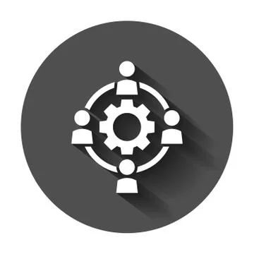 Outsourcing business collaboration vector icon in flat style. People cooperat Stock Illustration