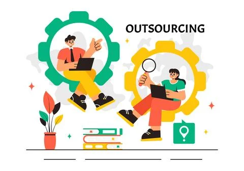 Outsourcing Business Vector Illustration featuring of the Teamwork, Company.. Stock Illustration