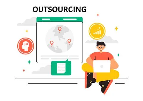 Outsourcing Business Vector Illustration featuring of the Teamwork, Company.. Stock Illustration
