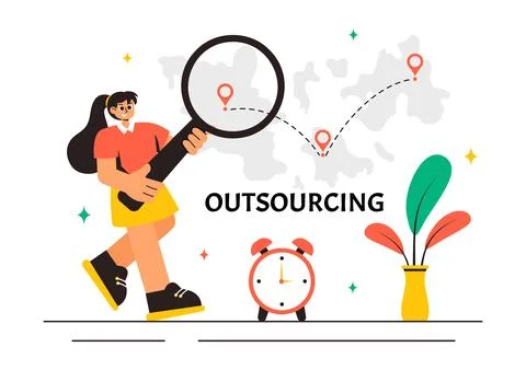 Outsourcing Business Vector Illustration featuring of the Teamwork, Company.. 库存插图