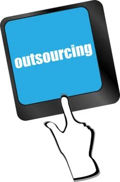 Outsourcing button on computer keyboard key Stock Illustration