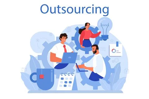 Outsourcing concept. Idea of teamwork and project delegation Stock Illustration